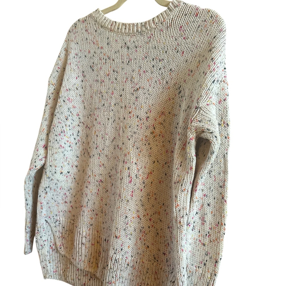 J.Jill Women’s Size Small Cotton Knit Cream Speckled Crewneck Sweater - Picture 2 of 9